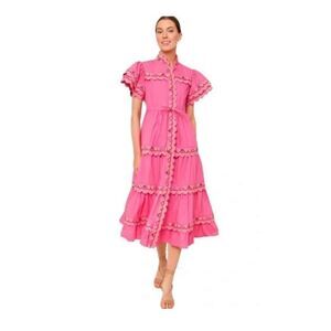 CeliaB Alvis Scalloped Trim Eyelet Detail Midi Dress Women’s Small